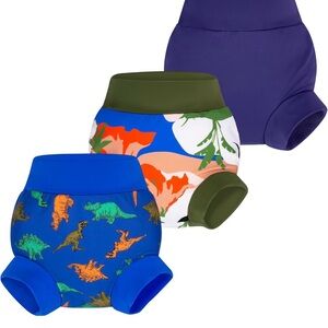 Colorful Dinosaur Print Kids Swim Diapers
